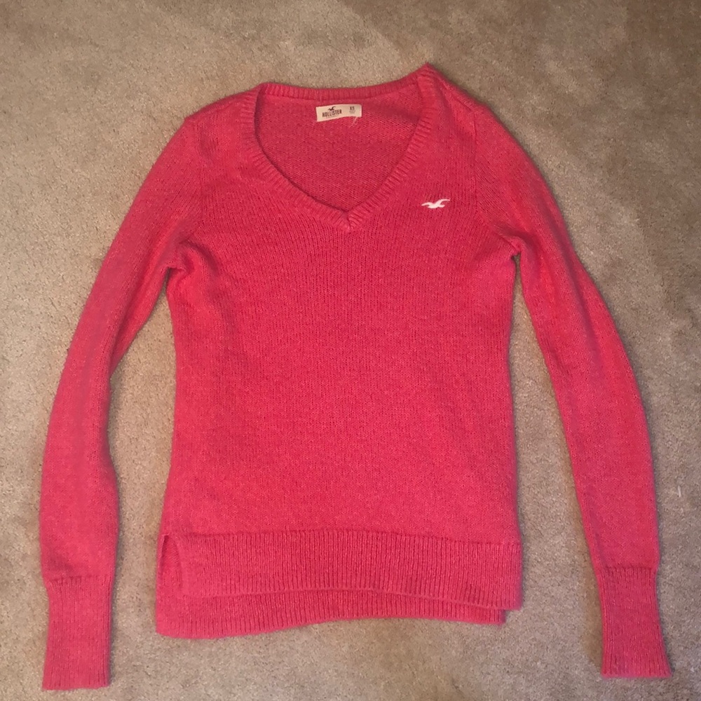 Hollister pink v-neck sweater